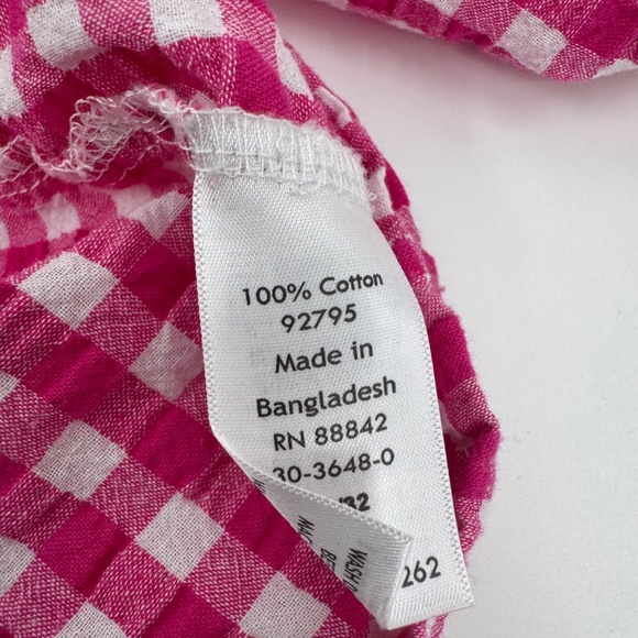 Woman Within Top Women 3X Pink Gingham Cottage Embroidered 3/4 Sleeves Square - Picture 9 of 13